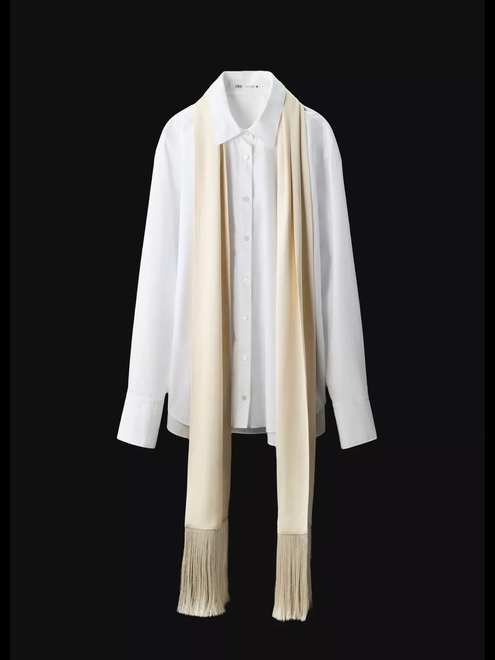 ZARA FRINGED SCARF SHIRT ZW COLLECTION